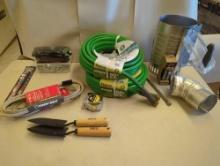 Box lot of assorted items including Hampton Bay Cross Haven smart 4 Light track kit, 9-in LED flush
