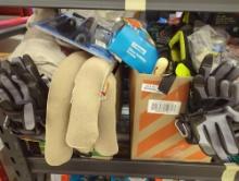 Partial Shelf Mystery Lot of Assorted Items to Include, RYOBI Backpack Leaf Blower Strap, EasyOff