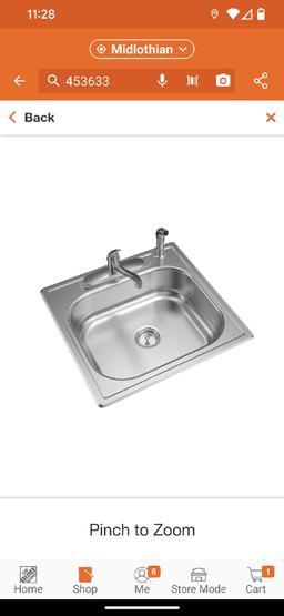 Glacier Bay 25 in. Drop-In Single Bowl 20 Gauge Stainless Steel Kitchen Sink with Faucet and