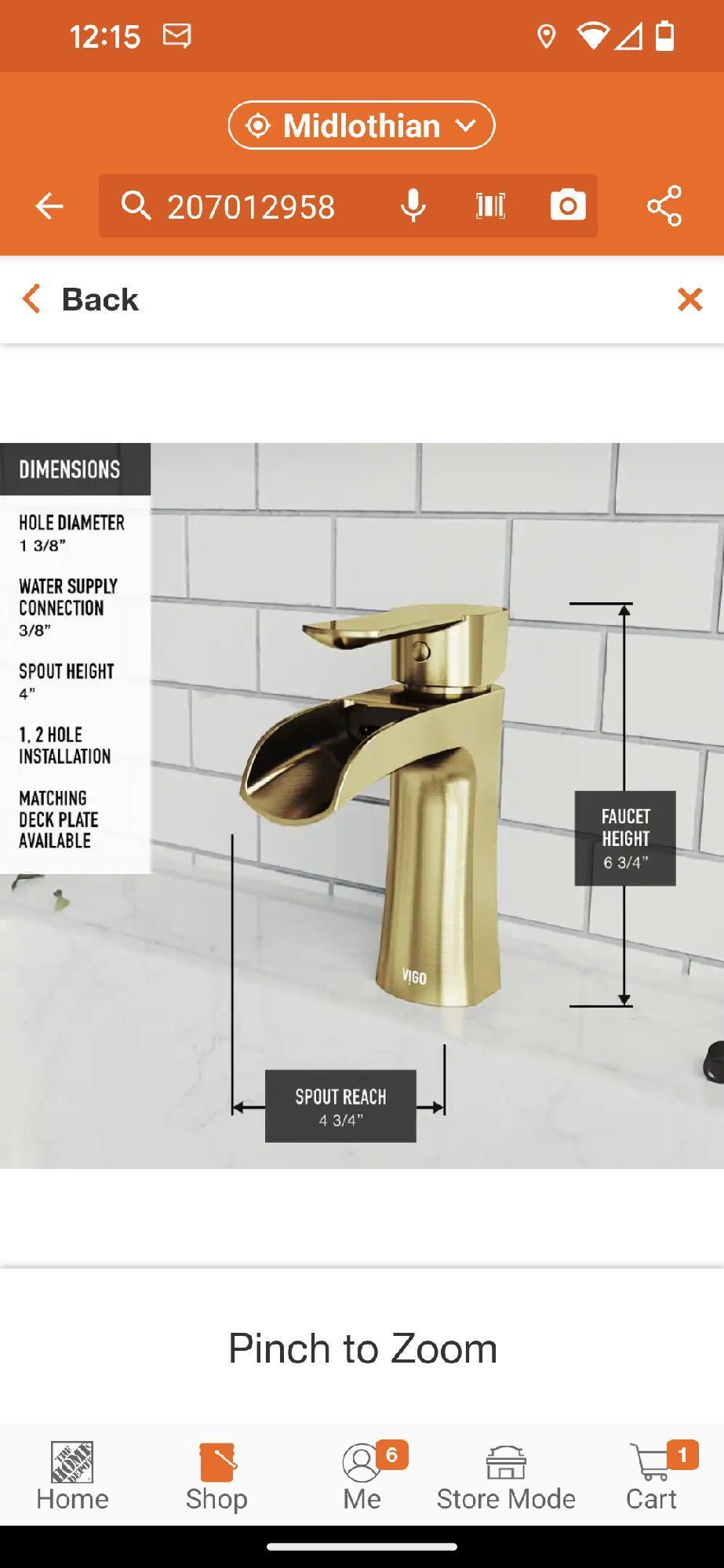 VIGO Paloma Single Handle Single-Hole Bathroom Faucet in Matte Brushed Gold, Appears to be New in