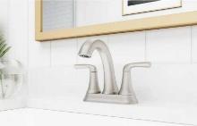 Pfister Ladera 4 in. Centerset Double Handle Bathroom Faucet in Spot Defense Brushed Nickel, Retail