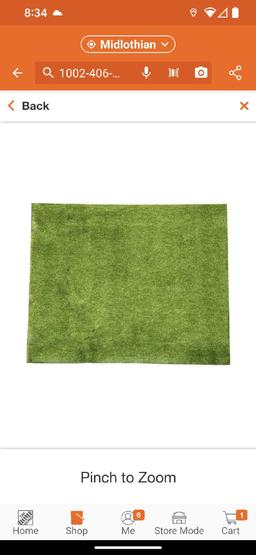(1 Roll)TrafficMaster Landscape 6 ft. x 7.5 ft. Green Artificial Grass Rug, Appears to be New in