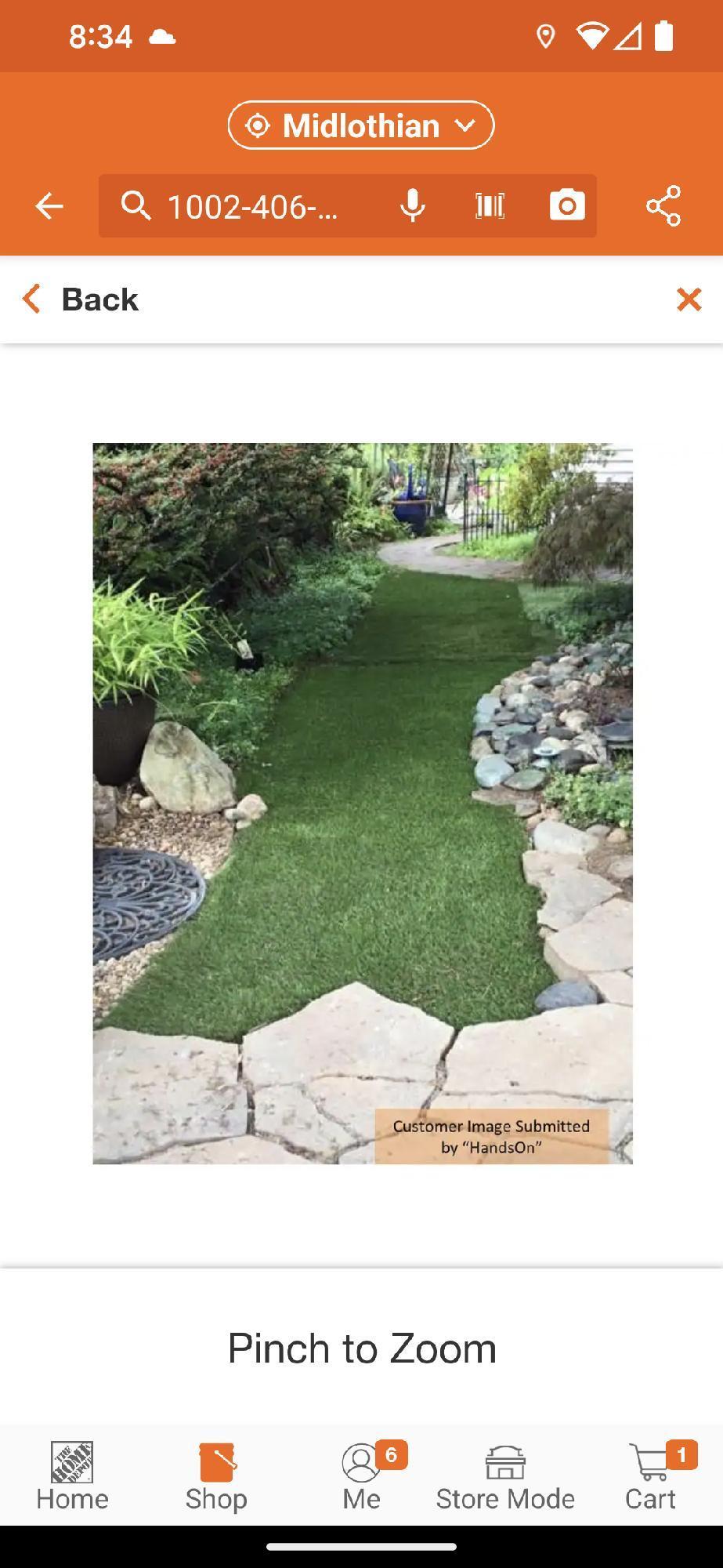 (1 Roll)TrafficMaster Landscape 6 ft. x 7.5 ft. Green Artificial Grass Rug, Appears to be New in
