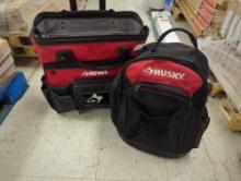 Lot of 2 Husky Items to Include, Husky 18 in. 18 Pocket Rolling Tool Bag, Appears to be Used Retail