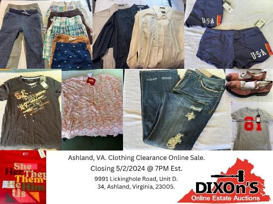 5/2/2024 Ashland, VA. Clothing Clearance Sale.