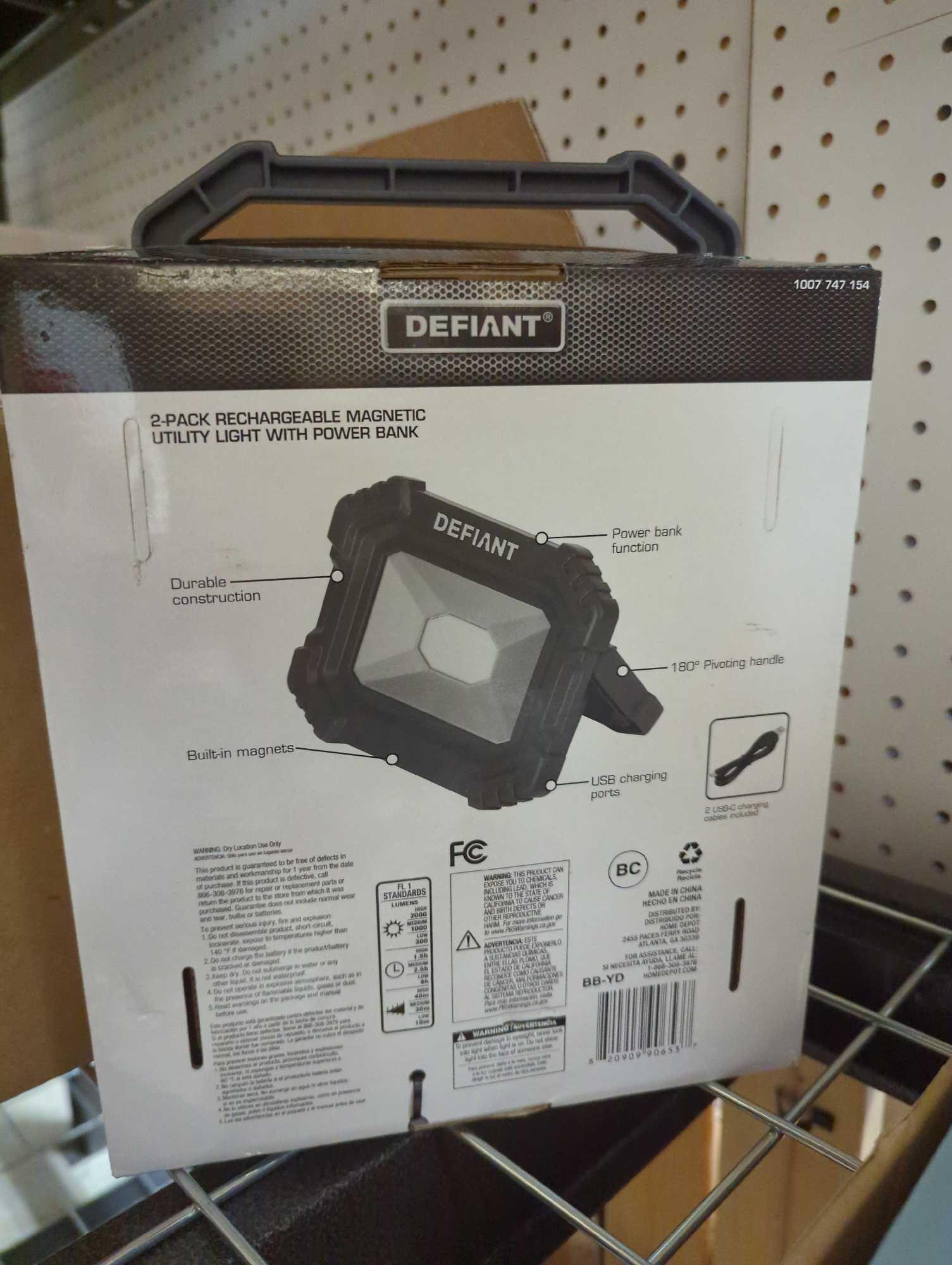Defiant 2000 Lumens Rechargeable Utility Light with Magnet (2-Pack), Appears to be New in Factory