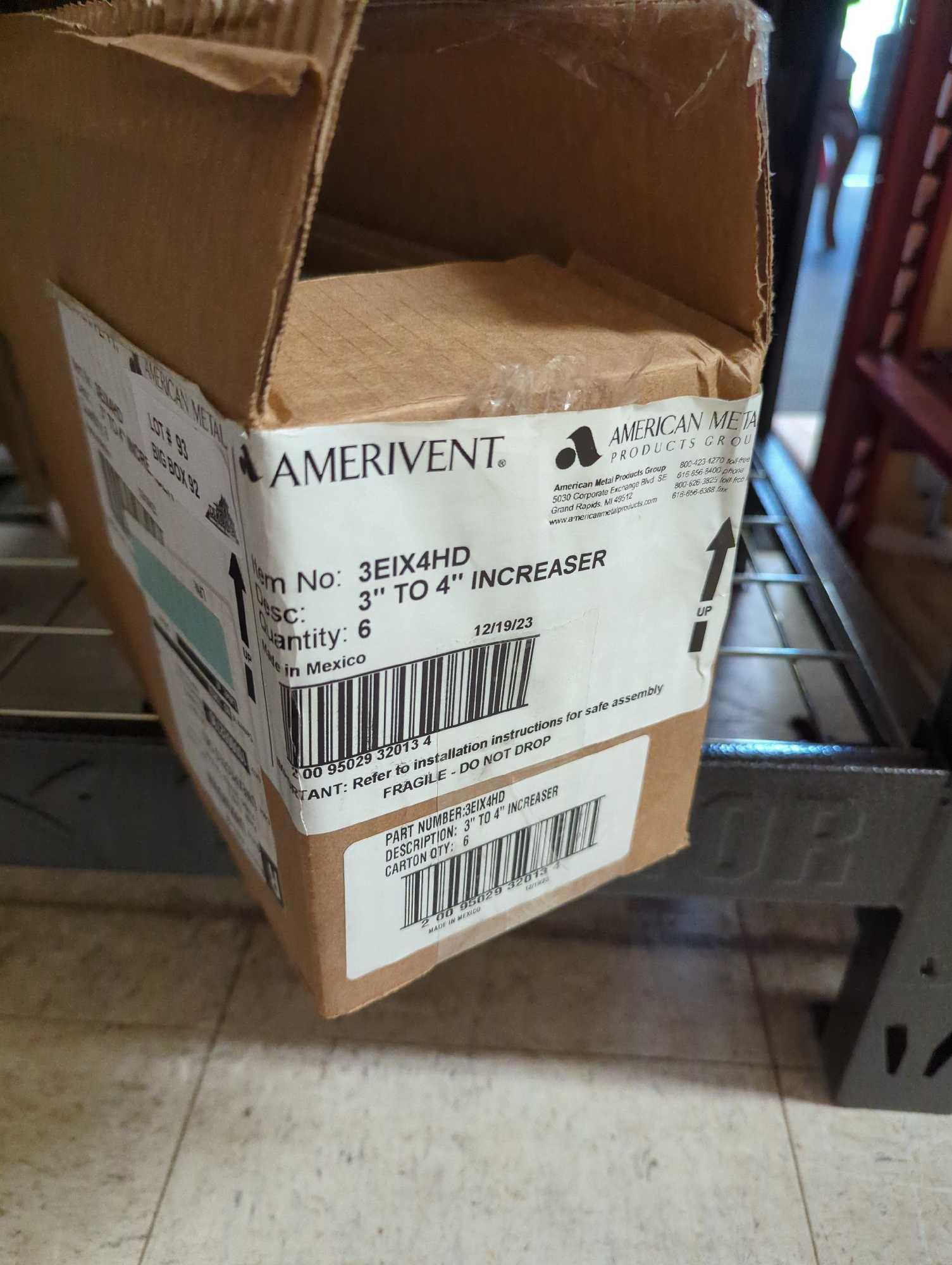 Lot of 3 Boxes of Amerivent to include, 4 inch Single Wall Appliance Metal Quantity 6, 4 Inch 45