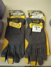 Lot of 2 Pairs of FIRM GRIP X-Large Duck Canvas Hybrid Leather Work Gloves, Appears to be New in