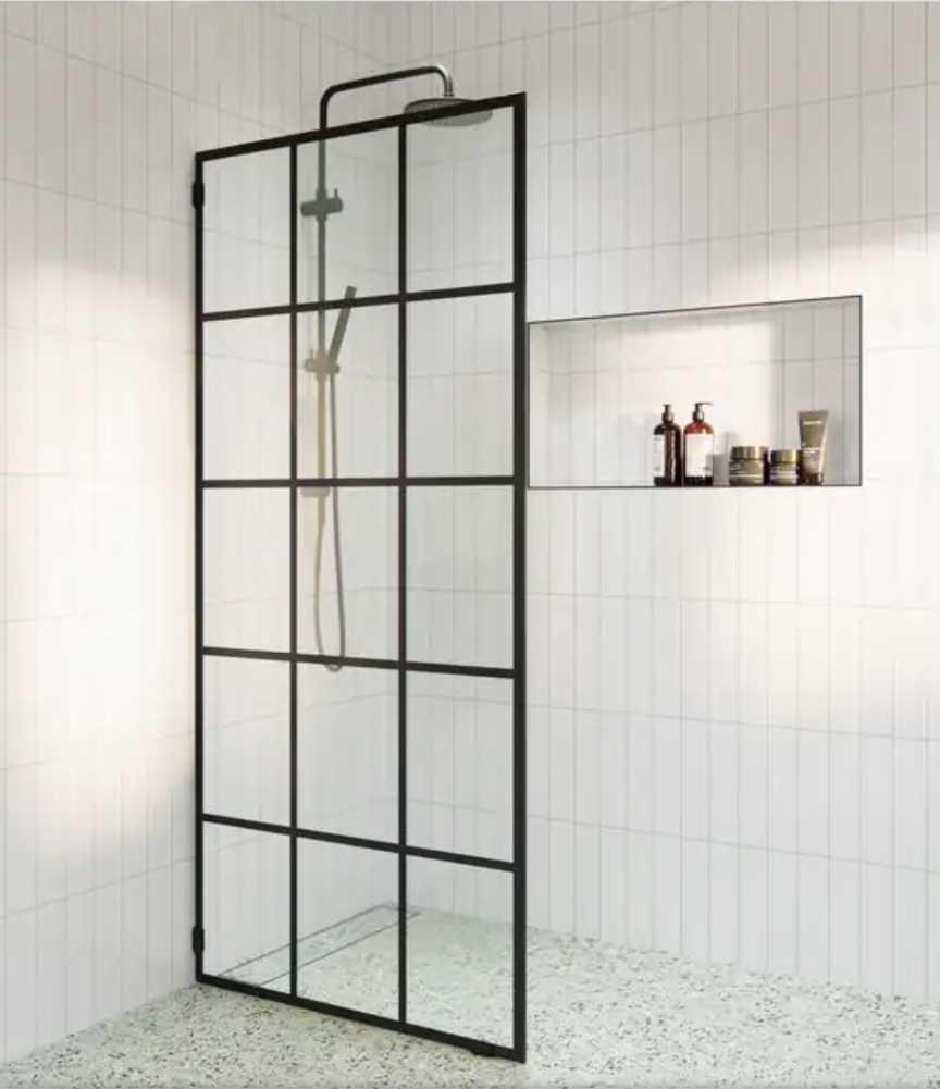 Glass Warehouse French Monture Noir 36 in. W x 78 in. H Fixed Single Panel Frameless Shower Door in