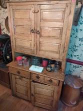 DR - Hoosier Cabinet, White Oak, Dimensions - 74" H x 42" W x 22" D, Items on Shelves NOT Included,