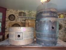 DR - Lot of 2 Items Including Old Style Wine Barrel and Old Style Wooden Canteen, Wine Barrel
