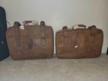 Vintage Brown Leather Luggage Set $10 STS