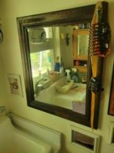 Vintage Oak Framed Mirror $1 STS