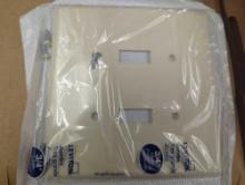 Box of Assorted Items Including Leviton Gray 2-Gang Toggle Wall Plate (Retail Price $3/Plate,