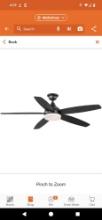 Hampton Bay Tyra 52 in. Smart Indoor Matte Black Ceiling Fan with Adjustable White LED with Remote
