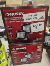 Lot of 2 Husky 1000 Lumen Rechargeable Work Light (2-Pack), Appears to be New in Factory Sealed Box