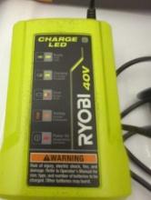 (No Battery) RYOBI GEN2 Lithium-ion 40 Volt 40v Slim Line Compact Battery Charger OP404, Appears to