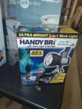 HANDY BRITE Ultra-Bright LED Cordless 2-in-1 Tripod Work Light, Retail Price $22, Appears to be New