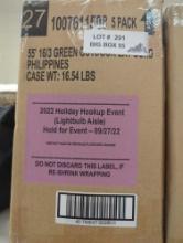 Box Lot of 5, HDX 55 ft. 16/3 Green Outdoor Extension Cord, Appears to be New in Factory Sealed Box