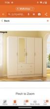 (BOX 1 OF 2 Only) White 4-Door Armoires with Mirror, 2 Hanging Rods, 2-Drawers and Storage Shelves