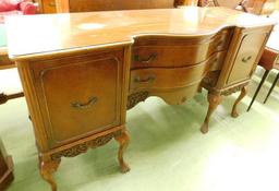Serpentine Front Claw Foot Mahogany Sideboard