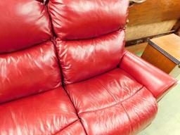 La-Z-Boy Red Leather Electric Reclining Couch