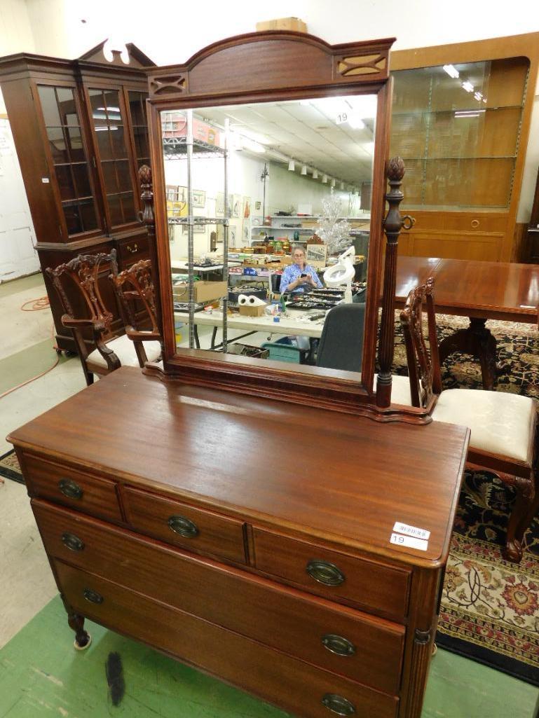 2 Over 2 Mahogany Dresser with Mirror