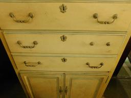 Hickory White - Painted Secretary - 2 Drawers on Top - Missing Pull
