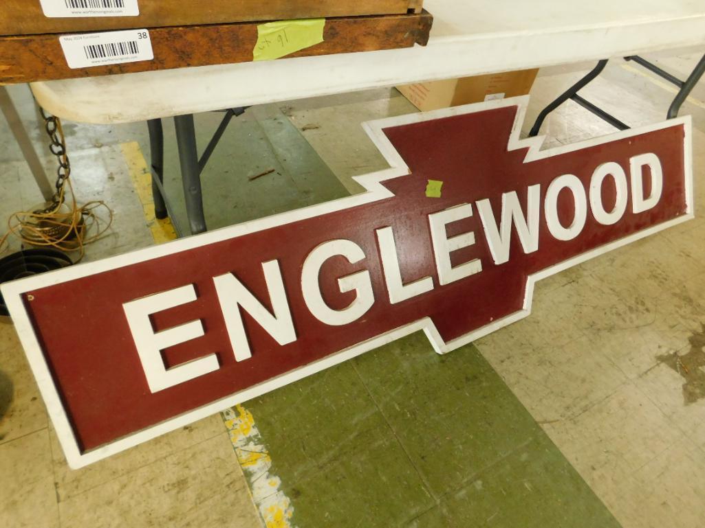 Wood "Englewood" Sign