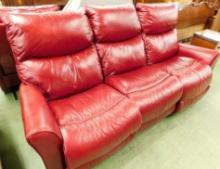 La-Z-Boy Red Leather Electric Reclining Couch