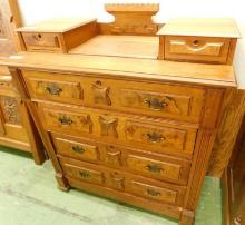 Walnut Victorian 4 Drawer Dresser