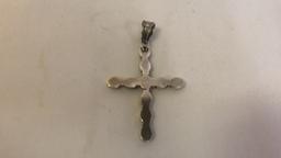 Sterling Silver Spiny Oyster Cross Pendant.