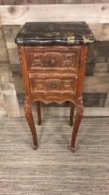 FRENCH PROVINCIAL STYLE MARBLE TOP NIGHSTAND