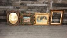 INTRICATELY CARVED ANTIQUE WOOD PHOTO FRAMES