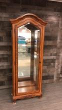 WOOD CURIO CABINET WITH BEVELED GLASS