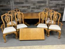 DOUBLE PEDESTAL CLAW FOOT DINING TABLE & CHAIRS