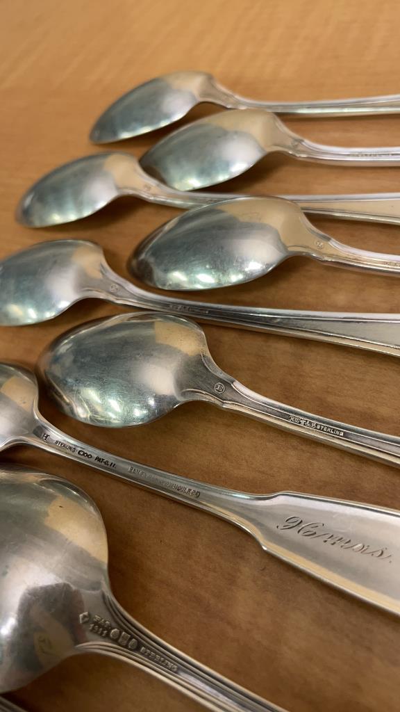 ENGRAVED STERLING SILVER SPOONS, 308gT