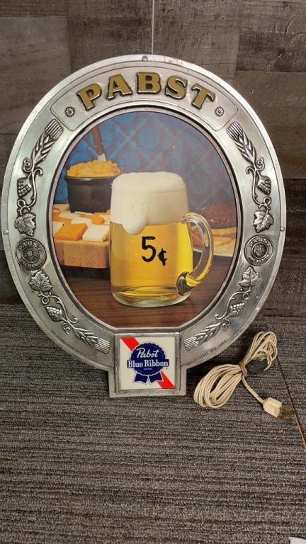 VTG PABST BLUE RIBBON EMBOSSED WALL SCONCE SIGN