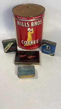 VINTAGE TOBACCO TINS AND HILLS BROS COFFEE CAN