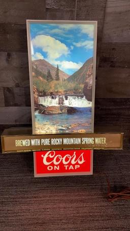 COORS ON TAP VINTAGE WATERFALL LUMINATED SIGN