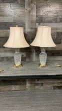 PAIR OF CRYSTAL VASE TABLE LAMPS
