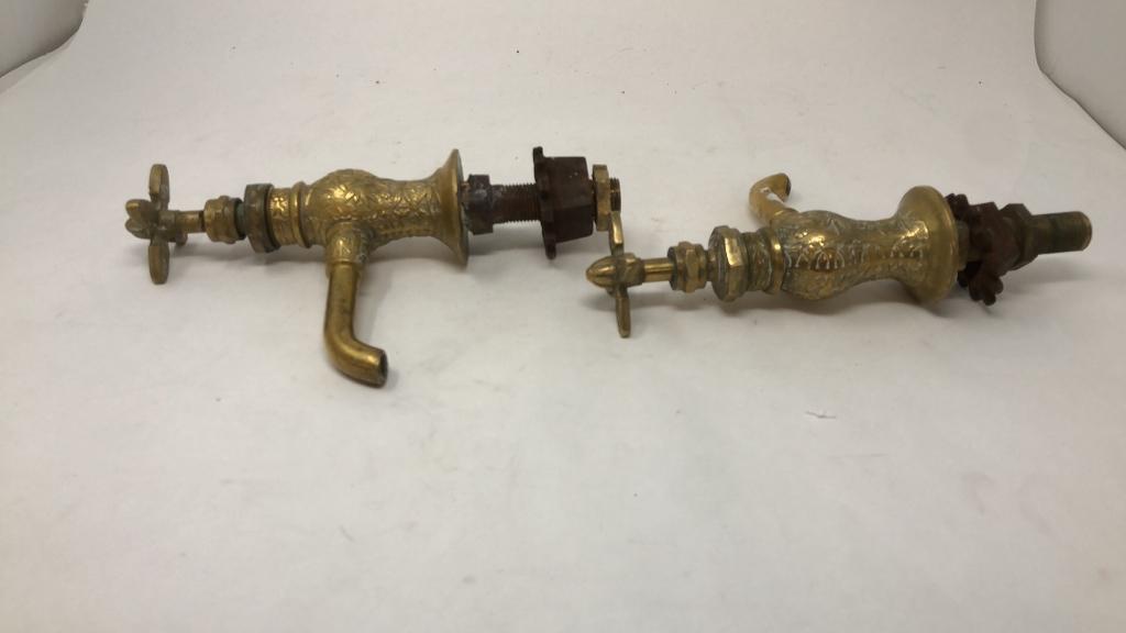 ANTIQUE SOLID BRASS HOT AND COLD FAUCET TAPS