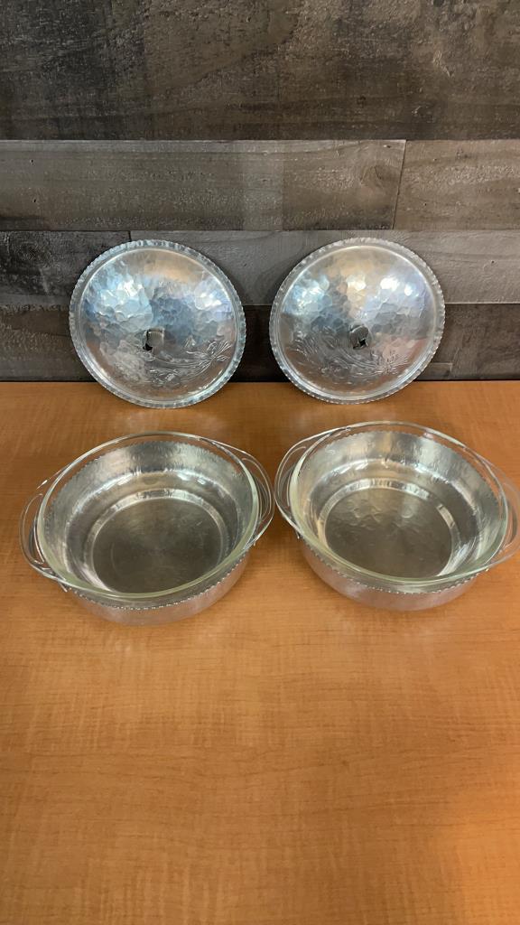WESTMORELAND TRAY, PYREX DISHES, & MORE