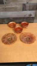 MARIGOLD CARNIVAL GLASS CANDY DISHES & PLATES