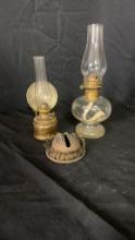 ACORN WALL AND MINI GLASS KEROSENE LAMPS