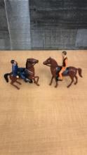 2) HARTLAND PLASTIC TOY HORSE & RIDER