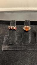 2) STERLING SILVER & RED STONE RINGS. 12G