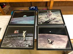 Lot of 4 Apollo 11 First Moon Landing Framed Prints 22" x 18"