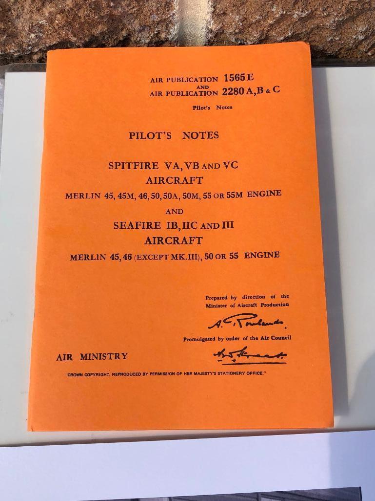 Photographs and Spitfire Notebook, Pilot's Notes, Spitfire VA, VB & VC Aircraft
