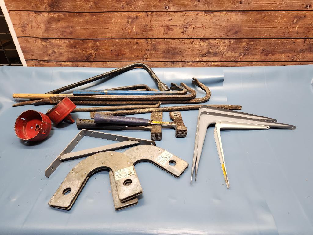 Hole Saws, Shelf Brackets, Pry Bars, Hammers, See Images